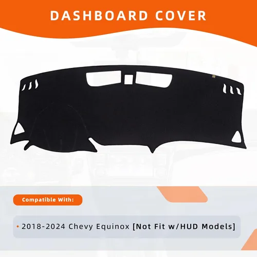 Miniatura 2 de Cubierta del Tablero Alfombrilla del Salpicadero Ajuste para Chevy Equinox 2024-2018 (Sin Modelos HUD), Alfombrilla del Tablero del Coche Negro