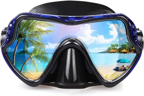 Máscara de buceo, equipo de máscara de esnórquel profesional, lente ultra transparente con vista amplia, gafas de vidrio templado, antifugas,