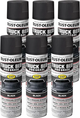 Rust-Oleum 272741-6PK Recubrimiento en Aerosol para Cama de Camión de Grado Profesional Automotriz, 15 oz, Negro Mate, (Paquete de 6)
