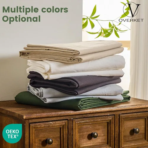 Miniatura 7 de Juego de sábanas 100 % de lino, transpirables y duraderas, 4 piezas, ropa de cama suave para todas las estaciones para personas que duermen