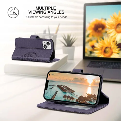 Miniatura 3 de Funda tipo cartera para iPhone 13 Mini, bloqueo RFID, funda protectora de piel sintética con ranura para tarjetas, bolsillo para efectivo
