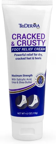 TriDerma Cracked & Crusty™ Crema para pies saludables hidrata, suaviza y cura los pies secos, talones agrietados y codos secos con ácido salicílico,