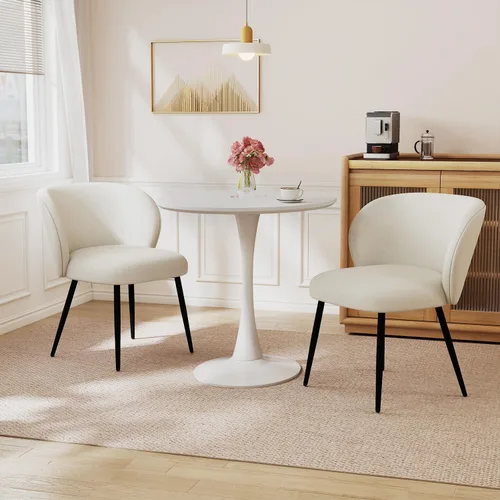 Juego de 2 sillas tapizadas de tela, sillas de tocador de maquillaje, sillas decorativas modernas, sillas de comedor con patas de metal para cocina,