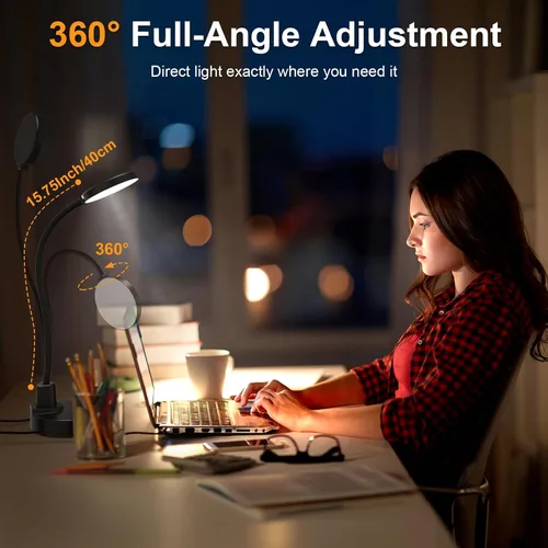 Miniatura 6 de Lámpara de escritorio LED de 15W con puertos de carga USB – Lámpara de mesa regulable con 3 temperaturas de color, 5 niveles de brillo, 4