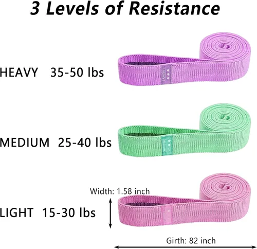 Miniatura 2 de Bandas de resistencia para entrenamiento, juego de 3 bandas elásticas largas para ejercicio con guía de entrenamiento y bolsa de transporte, bandas