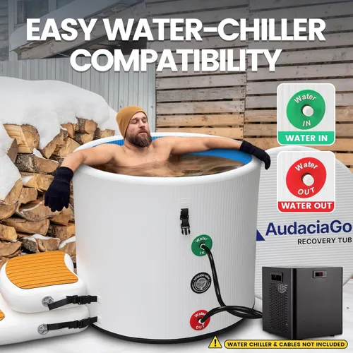 Miniatura 2 de Bañera XXL de Baño de Hielo para Atletas, Compatible con Enfriadores de Agua, Bañera Inflable de Sumersión Fría de 704 Litros con Tapa Aislada