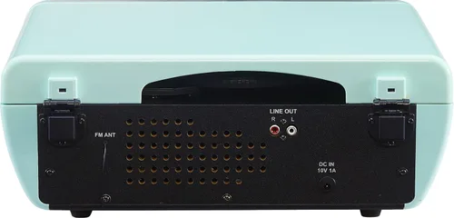 Miniatura 10 de Crosley CR6047A-AB Powel 7-en-1 Tocadiscos Bluetooth con entrada/salida de vinilo, radio AM/FM, reproductor de CD y entrada auxiliar, Azul Aqua