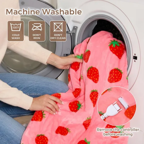 Miniatura 8 de Manta eléctrica con calefacción, manta de franela suave y Sherpa con 6 niveles de calentamiento y 12 horas de apagado automático, lavable a máquina