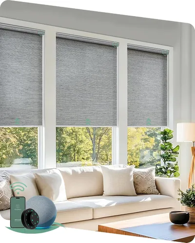 Miniatura 25 de Yoolax - cortinas enrollables motorizadas sin cenefa Vinilo opaco gris claro