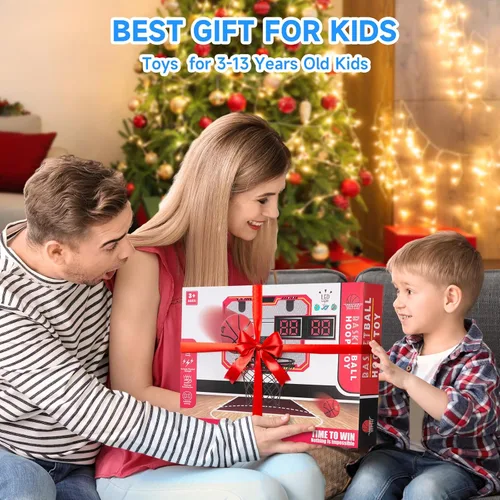 Miniatura 2 de Basketball Hoop Indoor for Kids(4-12 Years Old), Over The Door Basketball Hoop with Scoring, Countdown and Music Accompaniment, Christmas Toys