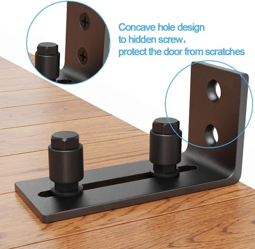 Miniatura 7 de ZEKOO Guía de piso para puerta de granero, herrajes para puerta corredera, guía de pared inferior de puerta, diseño empotrado, rodillo plano para 2