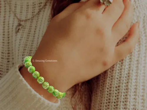Miniatura 828 de Amazing Gemstone Pulsera de cristal para mujeres y hombres, pulsera de cristal curativo de protección, pulsera elástica con cuentas de piedras