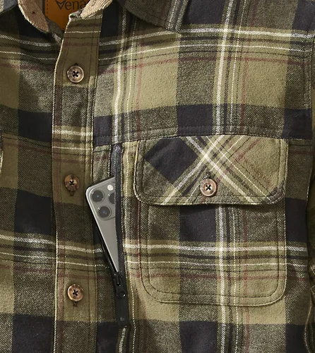Miniatura 5 de Venado Chaqueta a cuadros para hombre, manga larga, forro de franela cepillada, resistente