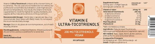 Miniatura 2 de Ultra tocotrienol 200mg Vitamina E Vegano – Los 4 tocotrienoles – Alfa Tocotrienol + Beta Tocotrienol + Tocotrienol Gamma + Tocotrienol Delta – Sin