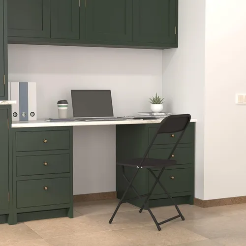 EMMA + OLIVER Juego de 6 sillas plegables de plástico, capacidad de peso de 650 libras, silla plegable apilable ligera en color negro