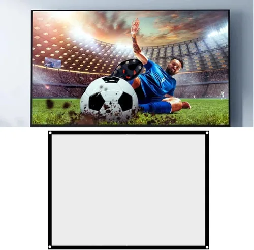 Pantalla de proyección, 72 pulgadas, 4:3, blanco, mate, proyección frontal y trasera, montaje en pared, tela de poliéster sintético