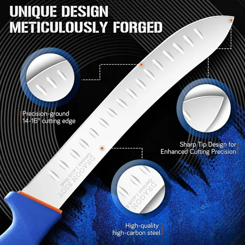 Miniatura 4 de DRAGON RIOT Cuchillo para romper carnicero de alta calidad, cuchillo de cimro curvo de 10 pulgadas, cuchillo de carnicero para cortar carne