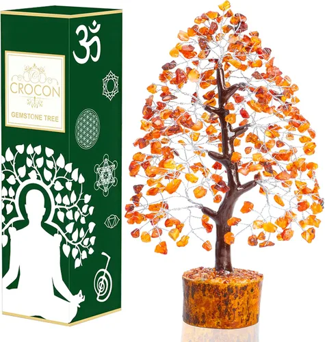 Miniatura 13 de Crocon Árbol de la vida de cristal de cuarzo transparente, chakra para energía positiva, decoración de Feng Shui, árbol bonsái de dinero con piedras