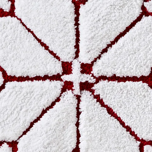 Miniatura 3 de SKL Home Alfombra de invierno con copos de nieve de Navidad para baño/cocina y regalo, 25 x 25 pulgadas, color rojo