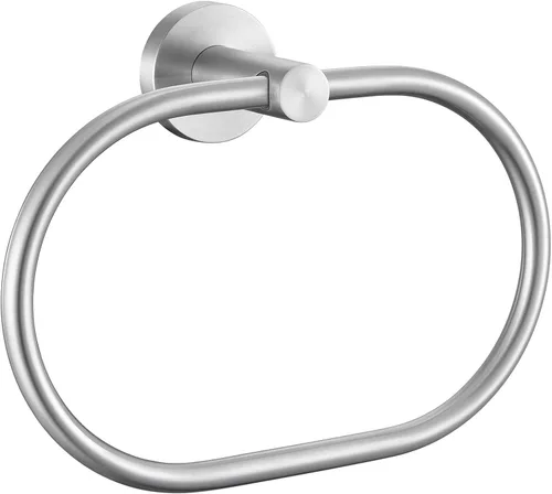 Suyar - Toallero ovalado de níquel cepillado, toallero de mano para baño | Acero inoxidable SUS304, montado en la pared Oval - Níquel cepillado