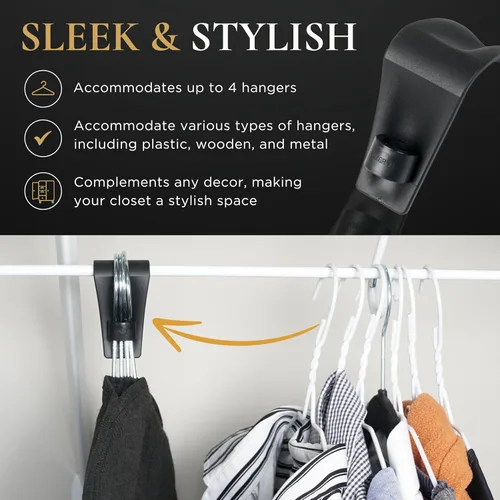 Miniatura 6 de Organizador de perchas y solución de comodidad (paquete de 4) Agarre ergonómico para colgar ropa y compañero de viaje. Acomoda hasta 3-4 perchas
