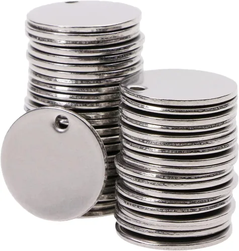 Miniatura 11 de Shapenty Dijes pequeños y redondos de acero inoxidable para estampado en blanco, mini discos para pulseras, aretes, collares, dijes, joyería