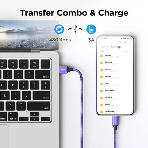 Miniatura 4 de etguuds Cable USB C corto de 1 pie, paquete de 5 cables de carga USB a USB C, cable de carga rápida tipo C para iPhone 17 16 15 Pro Max Plus 17 Air