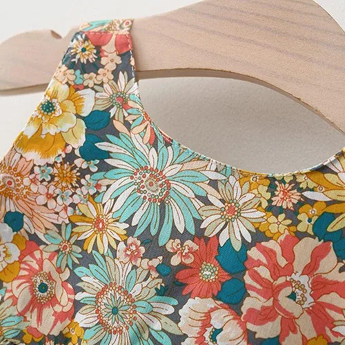 Miniatura 3 de IBAKOM Vestido de verano sin mangas con flores para bebé, vestido hawaiano de fiesta, vestido de princesa bohemio con sombrero de paja