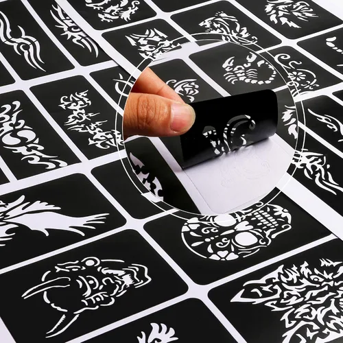 Miniatura 5 de Konsait 123 plantillas de tatuajes temporales grandes, 20 hojas de hombre con brillantina, kit de tatuaje, plantillas de pintura facial, plantilla