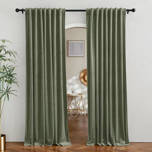 Miniatura 19 de RYB HOME - Cortinas de terciopelo beige, cortinas decorativas resistentes con pestaña trasera, cubierta de privacidad para oscurecer habitación