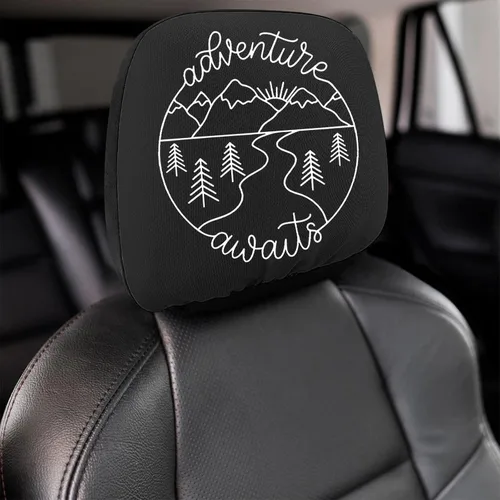 Miniatura 4 de Paquete de 2 fundas para reposacabezas de Adventure Awaits, aventura, camping, montaña, excursionista, amante de la naturaleza, accesorios
