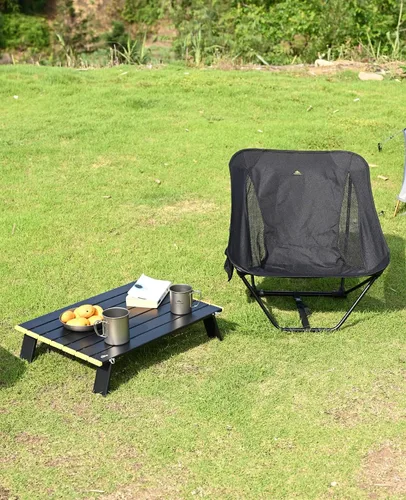 Miniatura 8 de iClimb - Silla plegable de camping ultraligera y compacta con bolsillo lateral y bolsa de transporte (Negro)