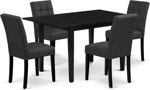 Miniatura 23 de East West Furniture NFAS3-BLK-09 - Juego de mesa de cocina de 3 piezas, incluye una mesa de madera y 2 sillas acolchadas de tela de poliéster azul