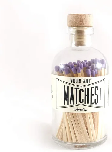 Vintage Apothecary Matches Lavender, Decorative Glass jar with Striker, Wooden Cork top, Candle Matches, matchsticks, Home Decor Gift