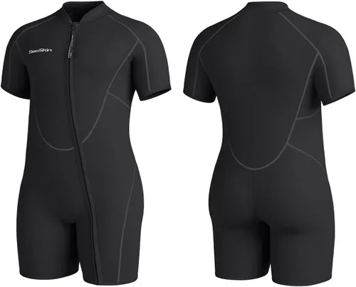 Seaskin Traje de neopreno corto de 0.118 in de talla grande para hombre y mujer
