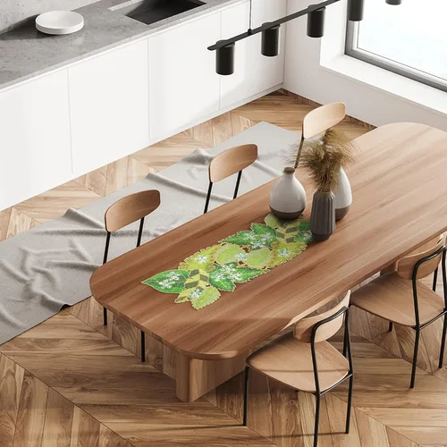 Miniatura 4 de Camino de mesa con cuentas de hojas verdes de 36 pulgadas de largo - Hermoso, elegante y sofisticado corredor decorativo brillante perfecto