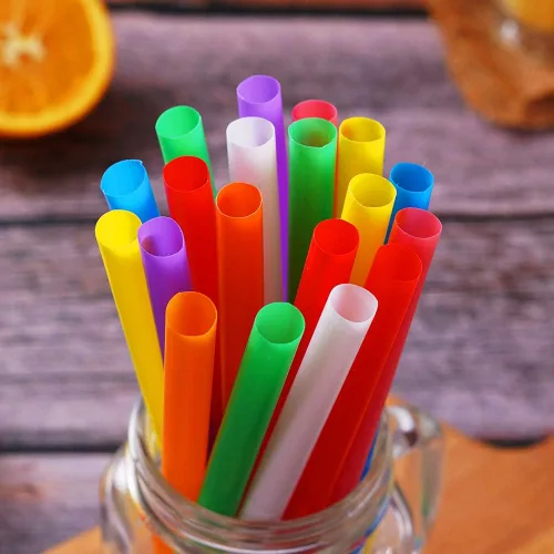 Miniatura 3 de 100 pajitas grandes para batidos, coloridas y desechables de plástico con boca ancha para batidos de leche (0.43" de diámetro y 8.2" de largo)
