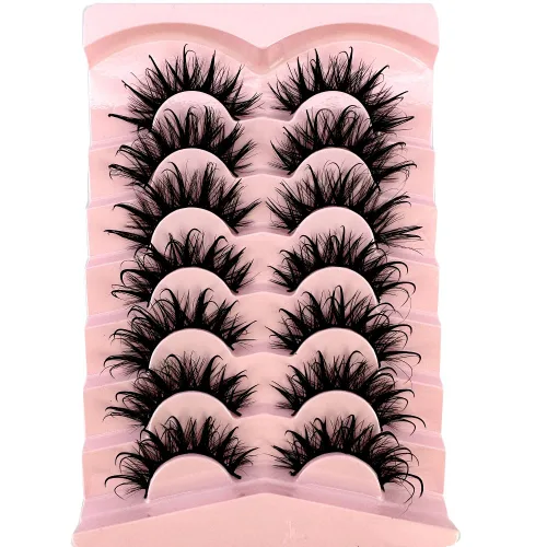 Miniatura 5 de 7 pares de pestañas de ojo de gato, pestañas postizas naturales 3D, pestañas postizas 5D esponjosas y suaves cruzadas, pestañas de manga cruzadas