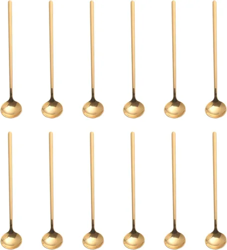 Miniatura 19 de 6 cucharas de café negras, cucharas de café espresso de acero inoxidable 18/8, mini cuchara de té Vogue de 5.2 pulgadas, cuchara pequeña agitadora