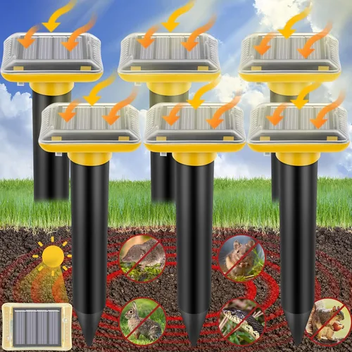 Repelente ultrasónico de topos al aire libre, paquete de 6 repelentes solares para césped y jardín, trampas impermeables para matar topos, repele