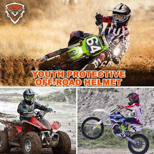 Miniatura 3 de Orthrus Casco de motocross para niños, casco de moto todoterreno con patrones de riesgo biológico color rosa, casco de motocross ATV aprobado por