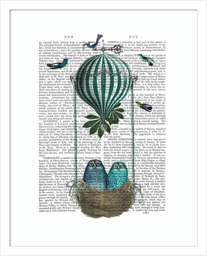 Miniatura 13 de Amanti Art Fab Funky - Póster enmarcado para pared, diseño de nido de globo de búho de 24 x 20 pulgadas, arte de pared de animales, decoración