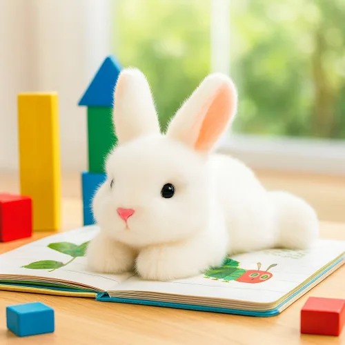 Miniatura 7 de Adorable conejo de Pascua de peluche de conejo blanco suave, lindo regalo de cumpleaños de Pascua para niños y niñas pequeños
