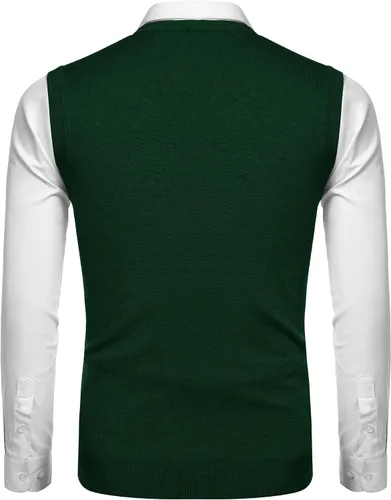Miniatura 43 de Amussiar Suéter casual para hombre, chaleco con cuello en V, ajustado, sin mangas, suéter de punto