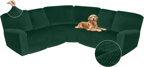 Miniatura 14 de Arfntevss Fundas de sofá seccional reclinable de terciopelo, Funda de sofá seccional de esquina para sofá reclinable, Funda elástica suave