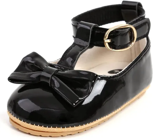Miniatura 6 de Zapatos planos Mary Jane para bebés y niñas con Bownot, suela suave, suela suave, piel sintética, recién nacidos, primeros pasos, para fiesta