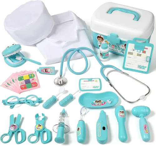 Phobby Kit Médico Duradero para Niños, Juego Médico de Juguetes de 27 Piezas de Juego de Simulación Deluxe con Estetoscopio Real, Juguetes de Médico