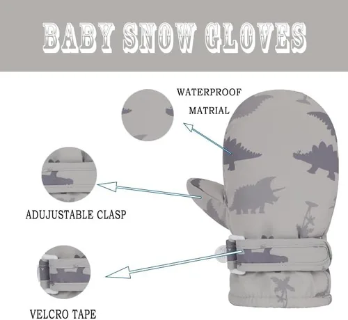 Miniatura 7 de Urban Virgin Guantes de invierno para bebés y niños pequeños, con forro polar, cálidos, impermeables, guantes de nieve para niños y niñas