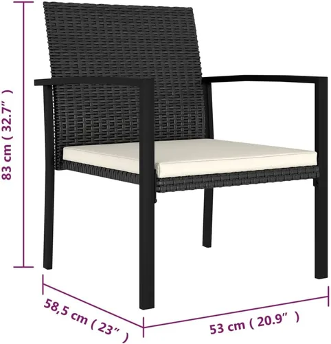 Miniatura 2 de vidaXL Sillas de comedor modernas, 2 piezas, silla de comedor de ratán para patio con cojín, silla de comedor de mimbre al aire libre para jardín