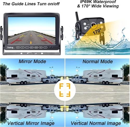 Miniatura 6 de Cámara de respaldo para RV inalámbrica plug and play: precableada para sistema Furrion, cámara de visión trasera de gran angular, grabación, visión